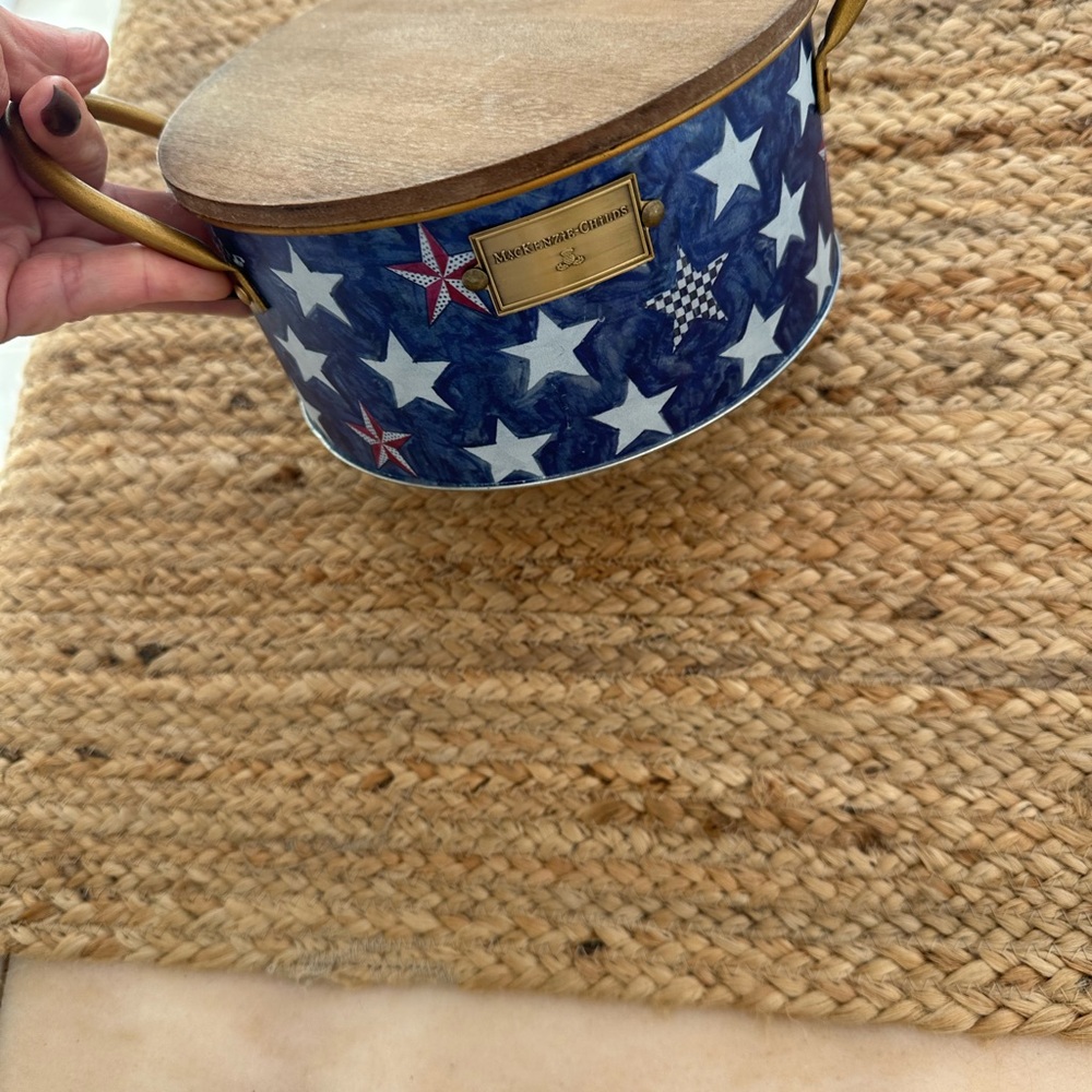 MacKenzie-Childs Blue and Gold Starry Bin - Picture 7 of 7